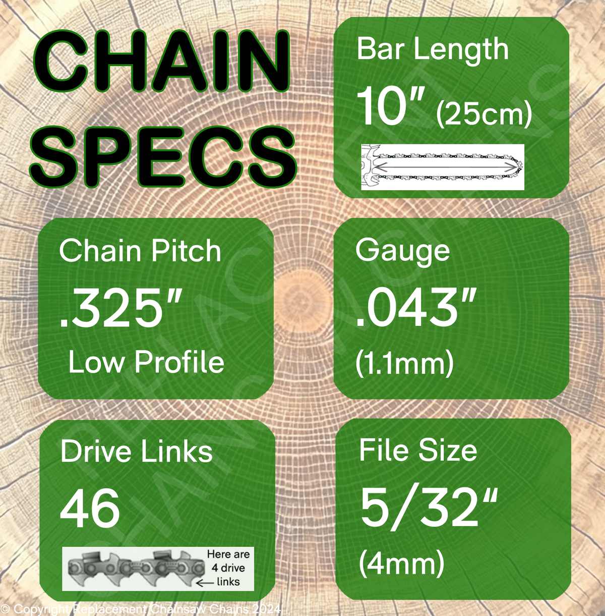 10" 46DL Oregon Type 80 Chain Specs
