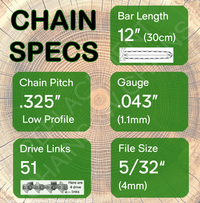 12" 51DL Oregon Type 80 Chain Specs