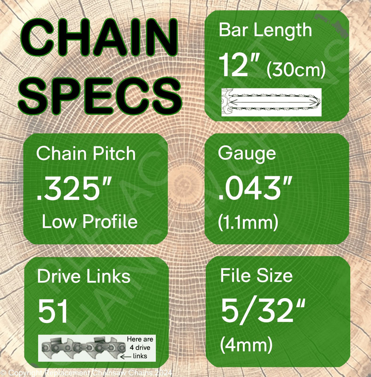 12" OREGON 80TXL051 Chainsaw Chain