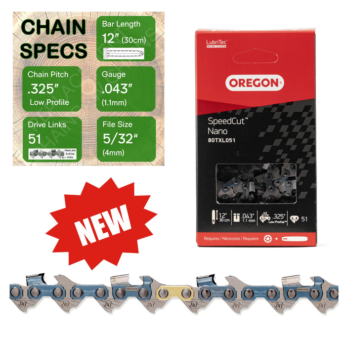 12" OREGON 80TXL051 Chainsaw Chain