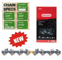 New 14" Oregon 80TXL059 Chainsaw Chain with specs