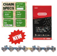 New 16" Oregon 80TXL064 Chainsaw Chain with specs