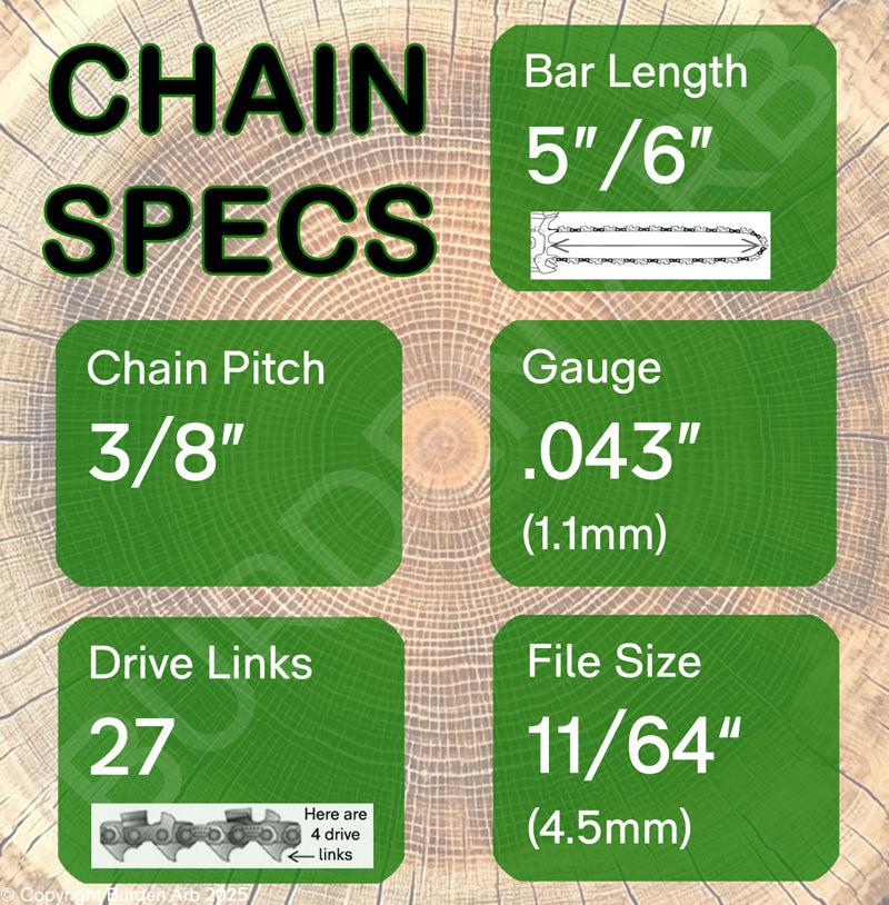 5"/6" 27DL Oregon Type 90 Chain Specs