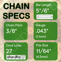 5"/6" 27DL Oregon Type 90 Chain Specs