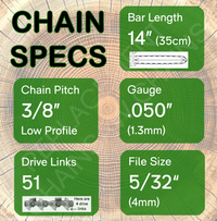 14" 51DL Oregon Type 91 Chain Specs