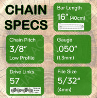 16" OREGON 91PX057 Replacement Chainsaw Chain