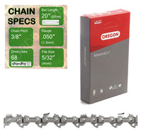 20" Oregon 91PX068 Chainsaw Chain with specs