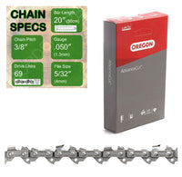 20" Oregon 91PX069 Chainsaw Chain with specs