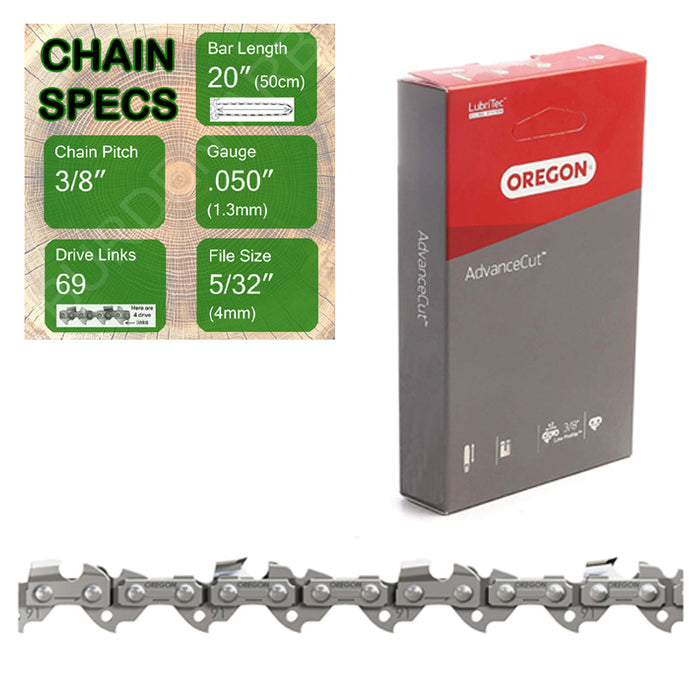 20" Oregon 91PX069 Chainsaw Chain with specs