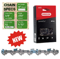 New 14" Oregon 91PXL052 Chainsaw Chain with specs