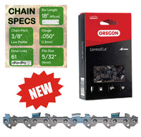 New 18" Oregon 91PXL061 Chainsaw Chain with specs