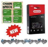 New 20" Oregon 91PXL068 Chainsaw Chain with specs