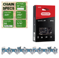 15" Oregon 95TXL064 Chainsaw Chain with specs