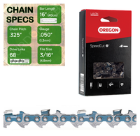 16" Oregon 95TXL068 Chainsaw Chain with specs