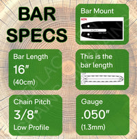 16" 91VXL OREGON Guide Bar for STIHL MS172, MS180, MS181 & MS182