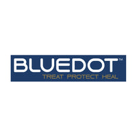 Blue Dot logo with tagline 'Treat Protect Heal' on a blue background