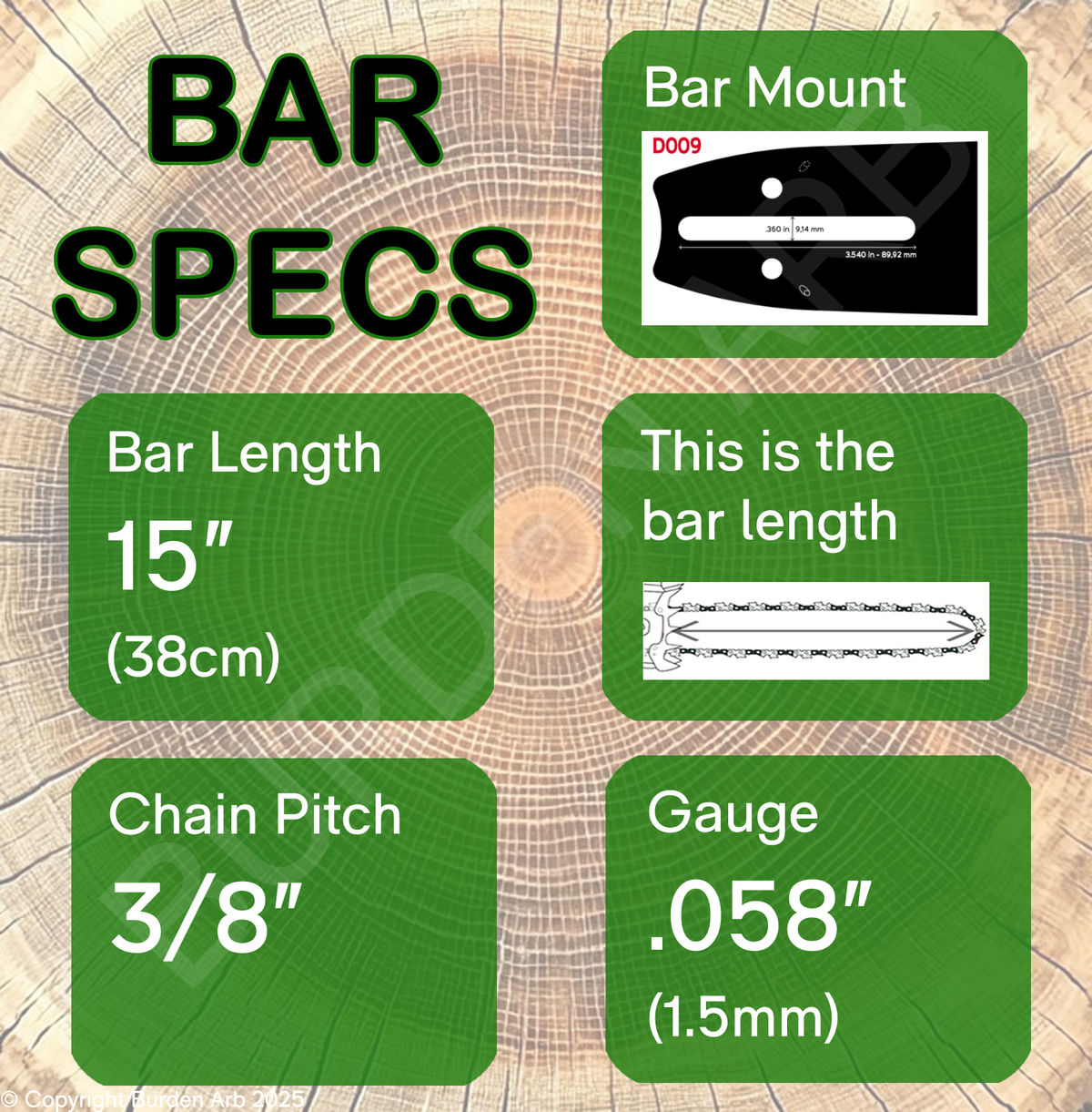 15" 73 Oregon D009 Guide Bar Specs