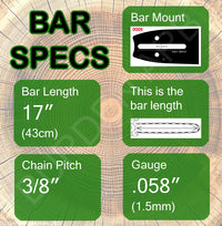 17" OREGON Guide Bar - 178VXLHD009