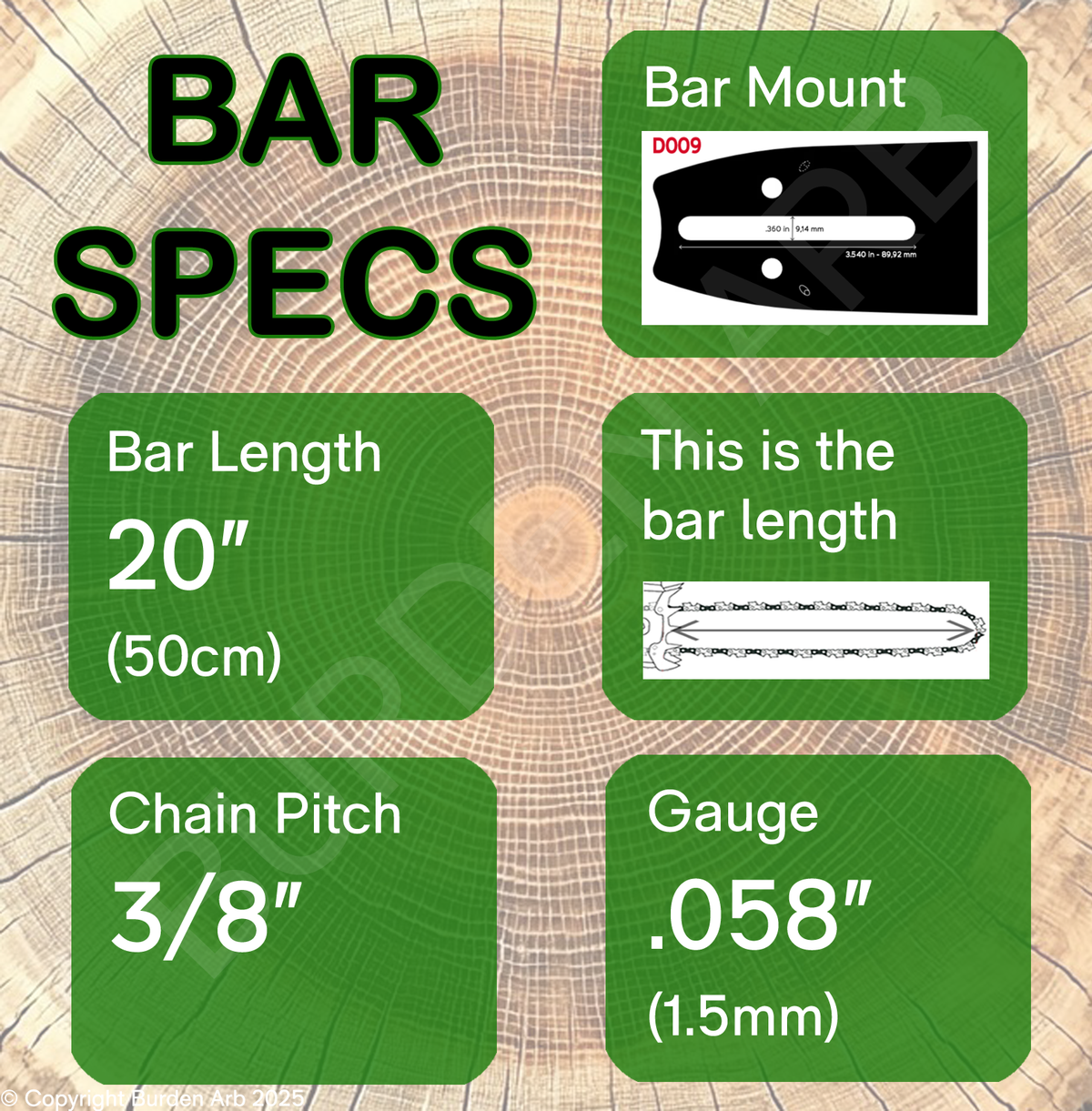 20" 73 OREGON Bar Specs D009