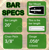26" 73 OREGON Bar Specs D009