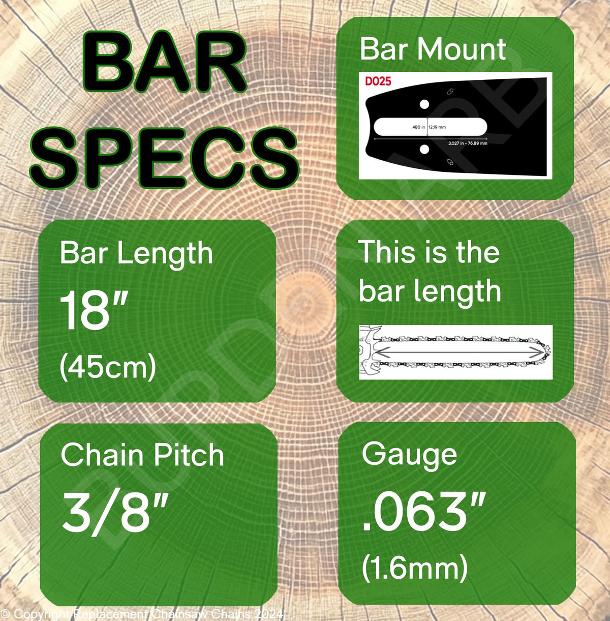 18" OREGON Guide Bar - 183VXLHD025