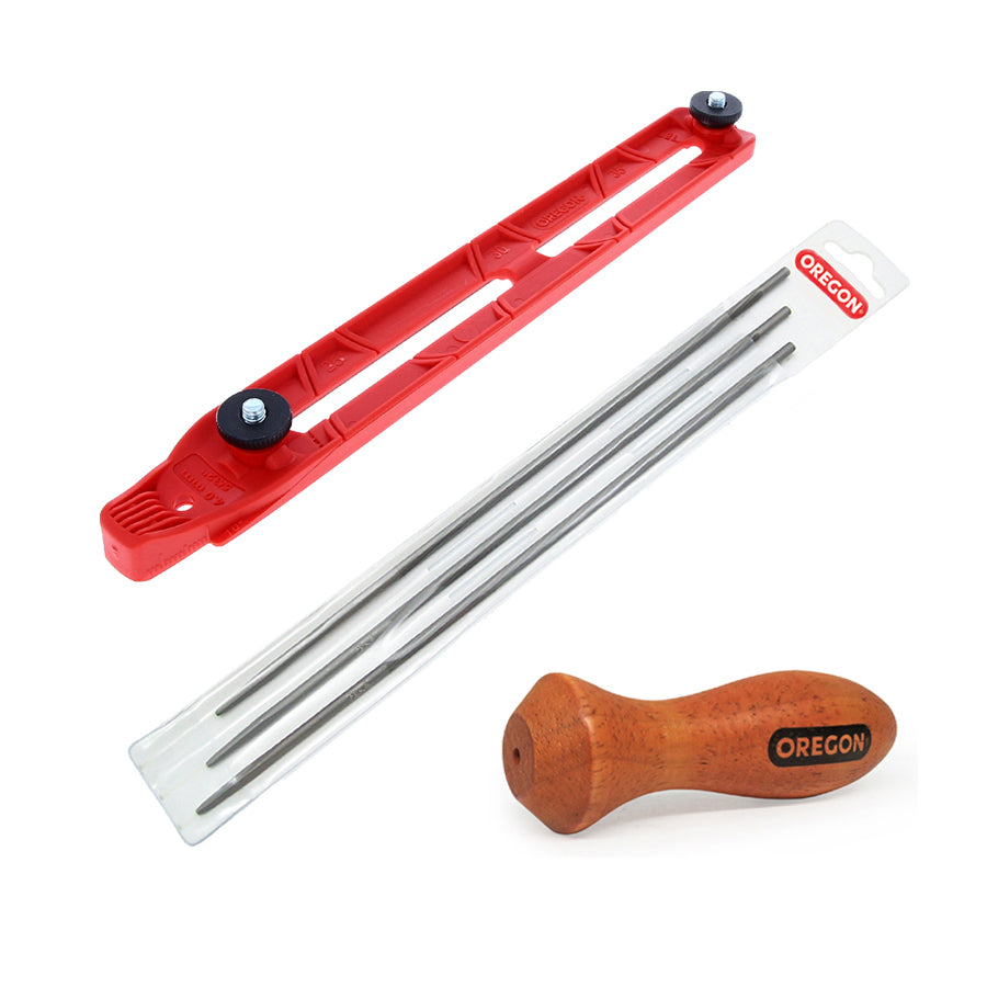 Oregon red file guide, pack of 3 files & handle