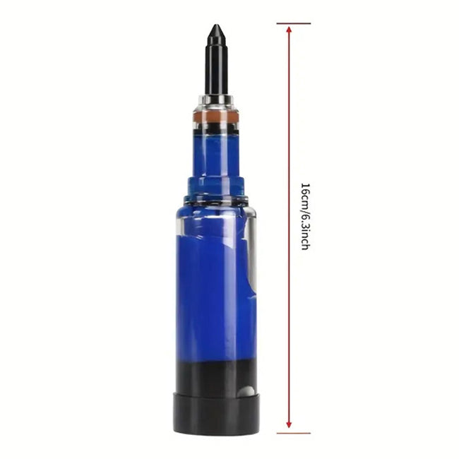 Grease Gun with Blue Grease and Measurement