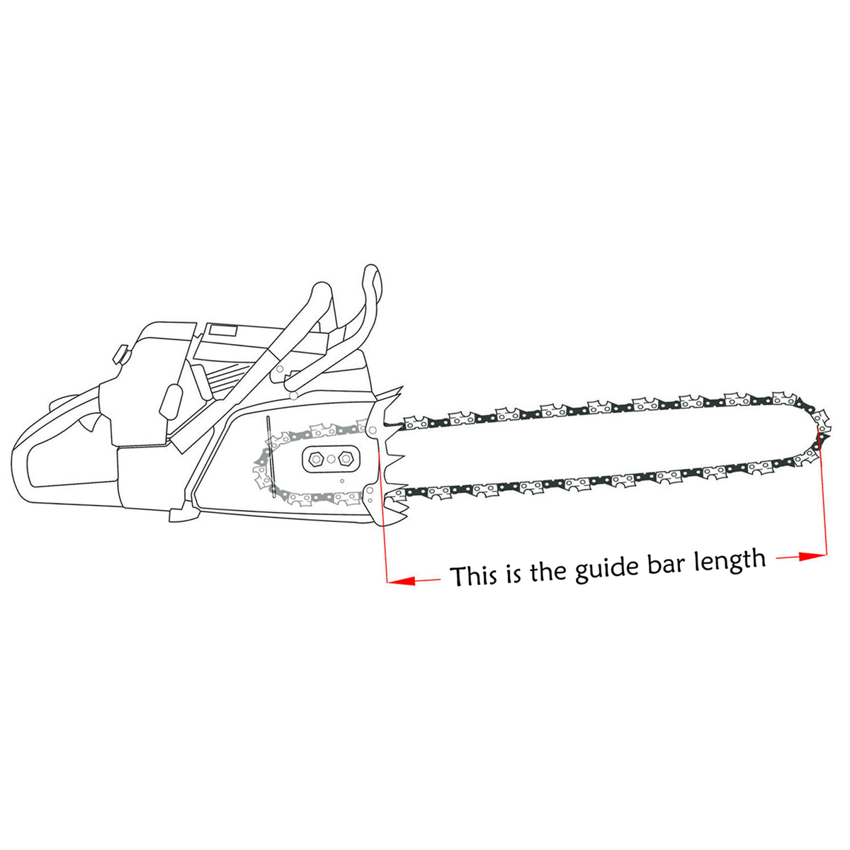 Description of a replacement guide bar's length