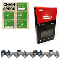 20" Oregon M21LPX078 Chainsaw Chain with specs