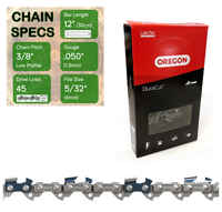12" Oregon M91VXL045 Chainsaw Chain with specs