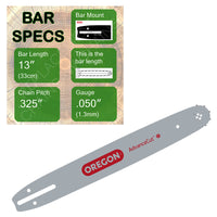 13" OREGON 130MLBK041 Guide Bar with specs