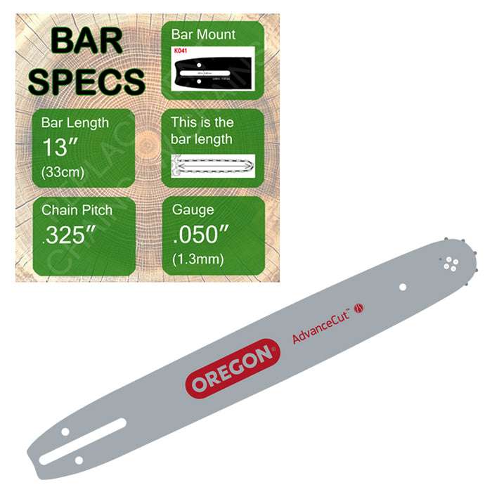 13" OREGON 130MLBK041 Guide Bar with specs