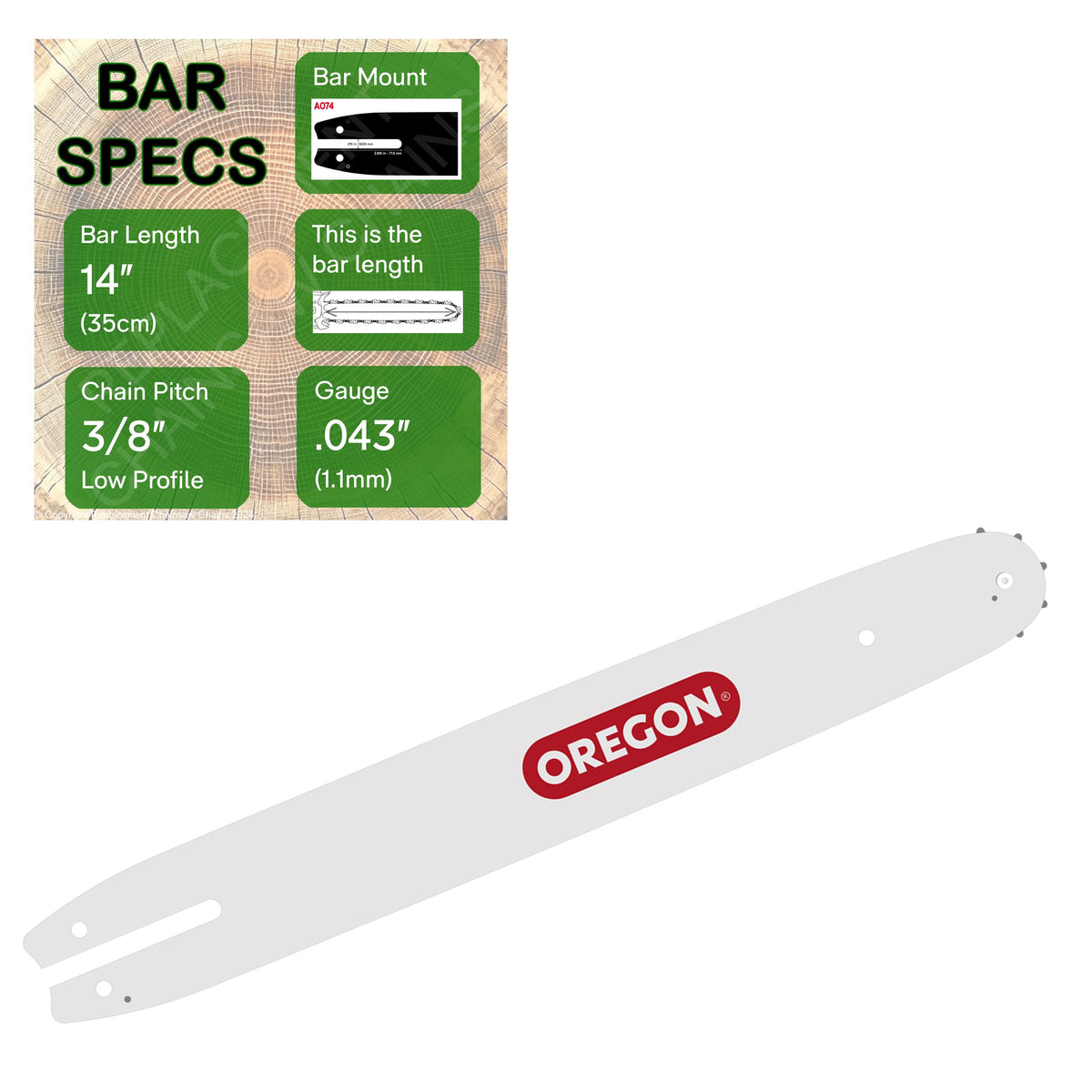 14" OREGON Guide Bar - 144MLEA074
