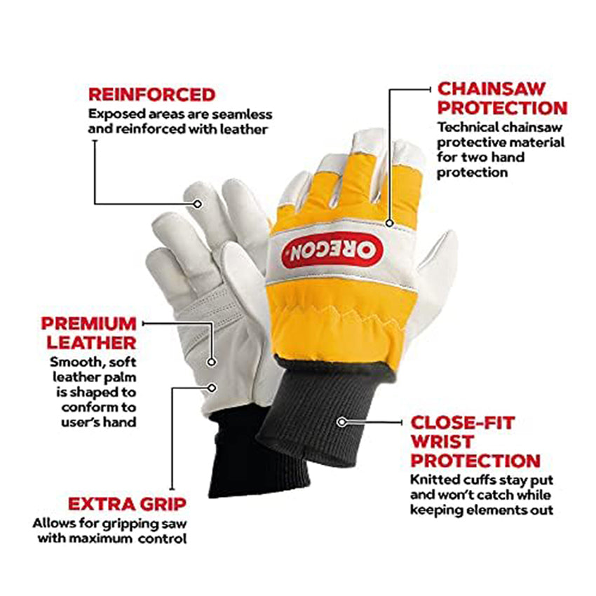 OREGON Chainsaw Gloves Specifications - Both Hands Protection