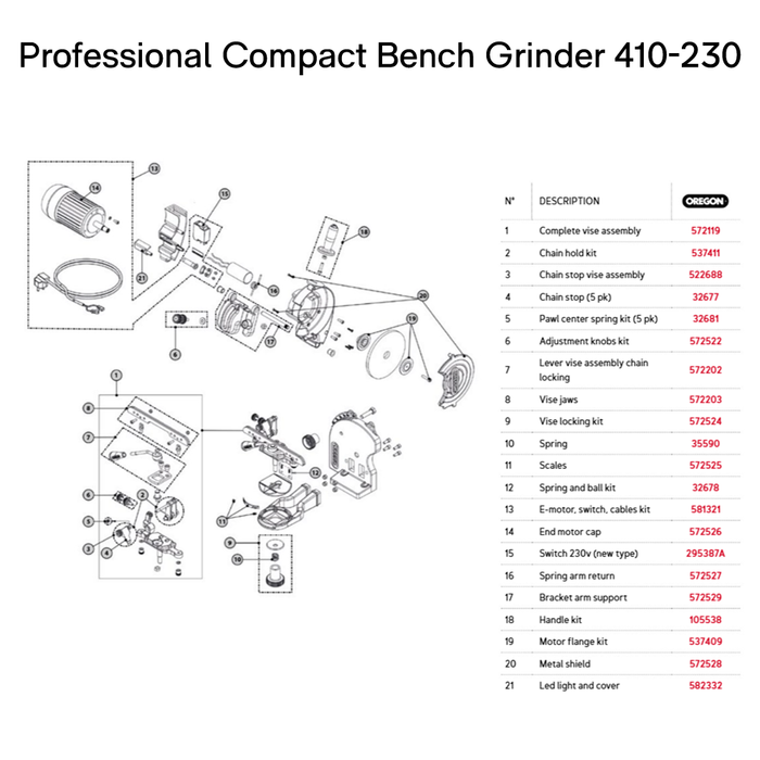 Spare Parts for Oregon Professional Compact Bench Grinder