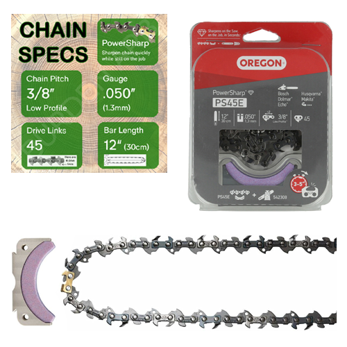 12" Oregon PowerSharp PS45E Chain with Specs