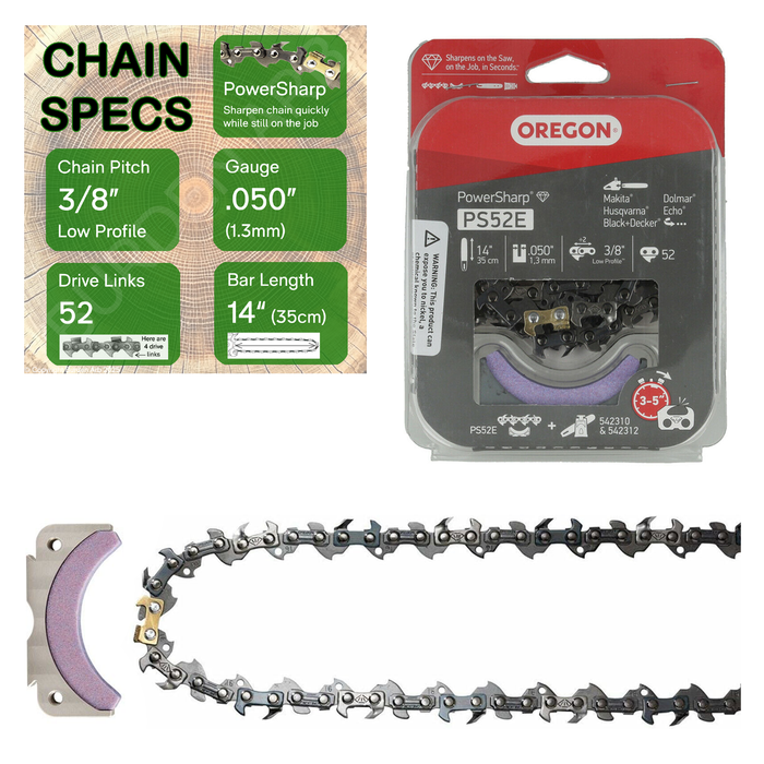 14" Oregon PowerSharp PS52E Chain with Specs