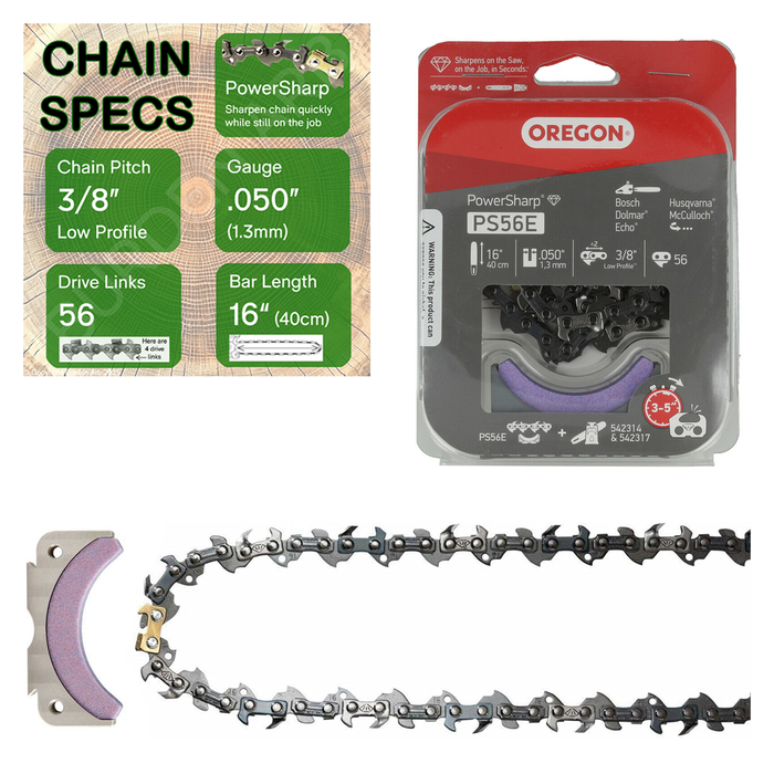 16" Oregon PowerSharp PS56E Chain with Specs