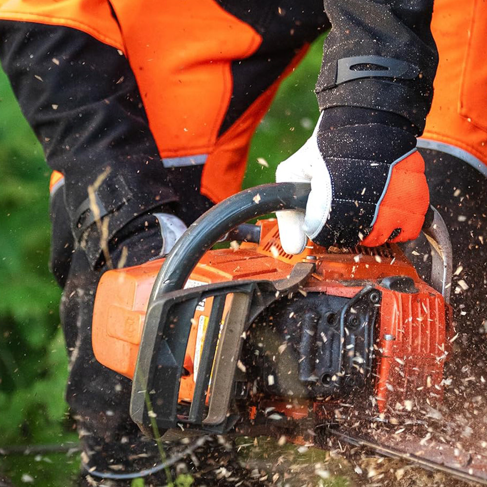 Oregon Protect Pro Chainsaw Gloves Orange & Black in Use