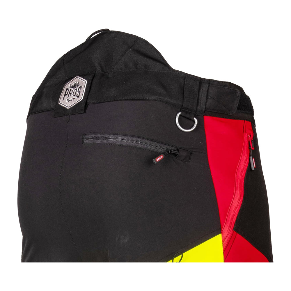 Oregon Protect Pro Trousers Red & Yellow Close Up
