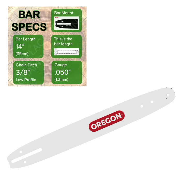 14" OREGON 140SDEA041 Guide Bar with specs