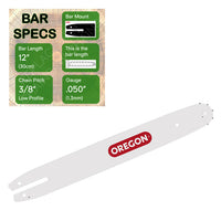 12" OREGON 120SDEA074 Guide Bar with specs