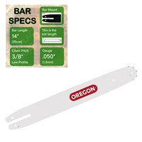 14" OREGON 140SDEA074 Guide Bar with specs