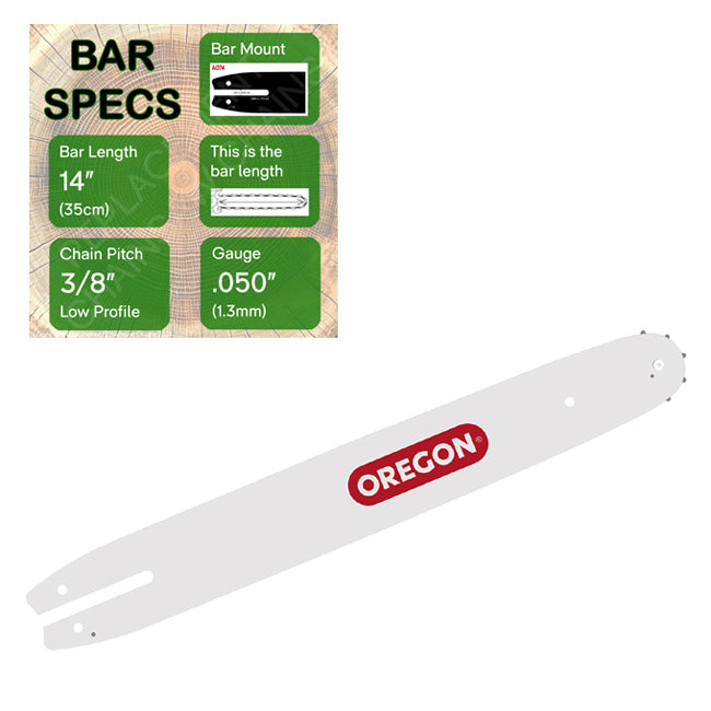 14" OREGON 140SDEA074 Guide Bar with specs