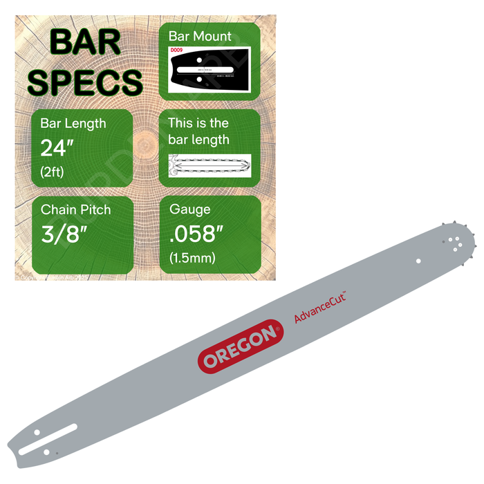 24" OREGON 248SFHD009 Guide Bar with specs
