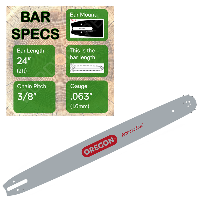 24" OREGON 243SFHD025 Guide Bar with specs