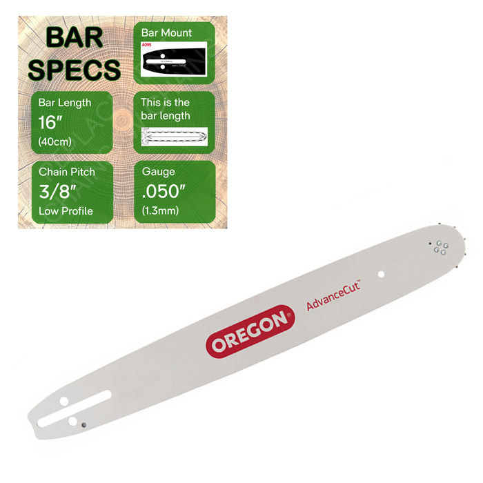 16" OREGON 160SXEA095 Guide Bar with specs