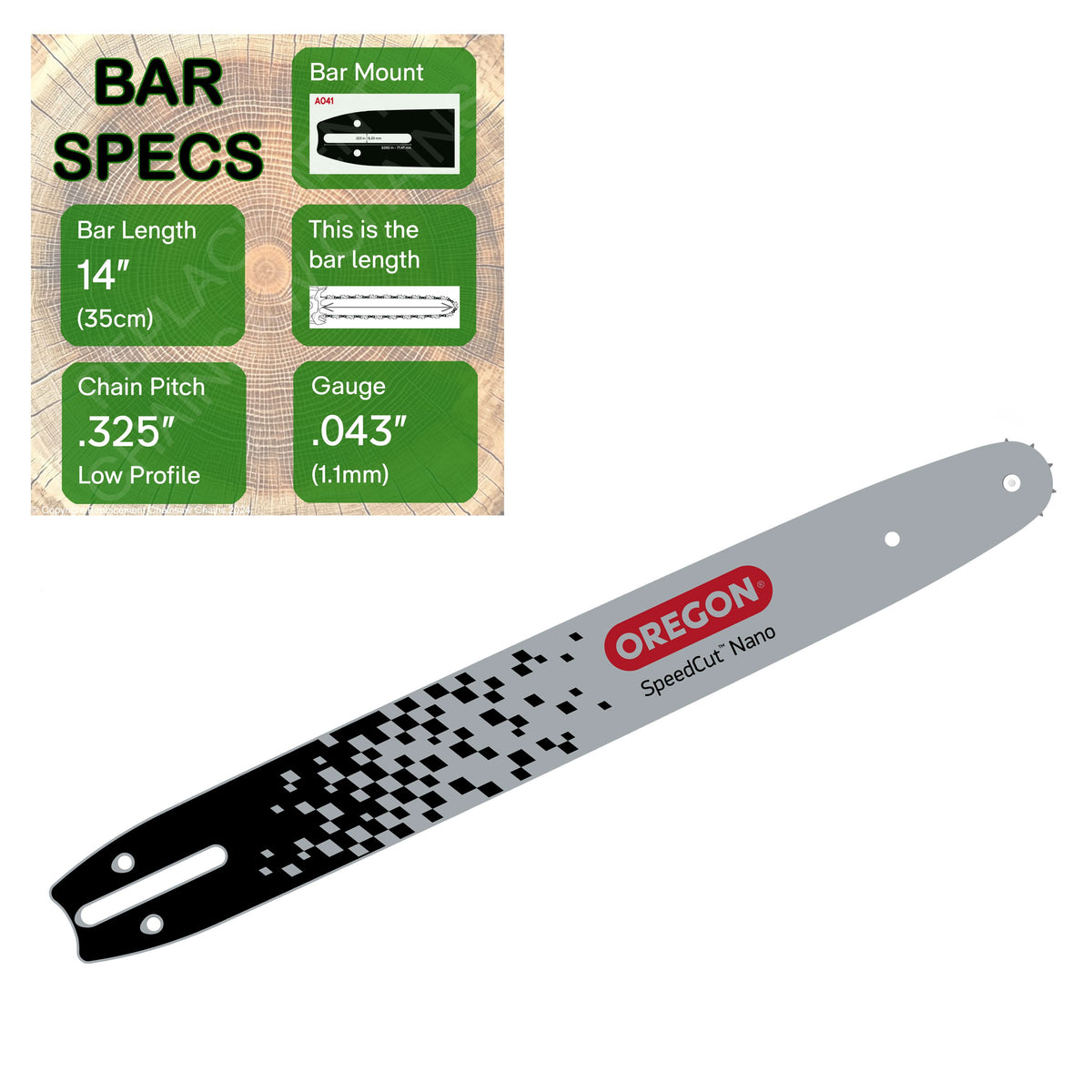14" 80TXL OREGON SpeedCut Nano Bar - A041 for Echo & Makita