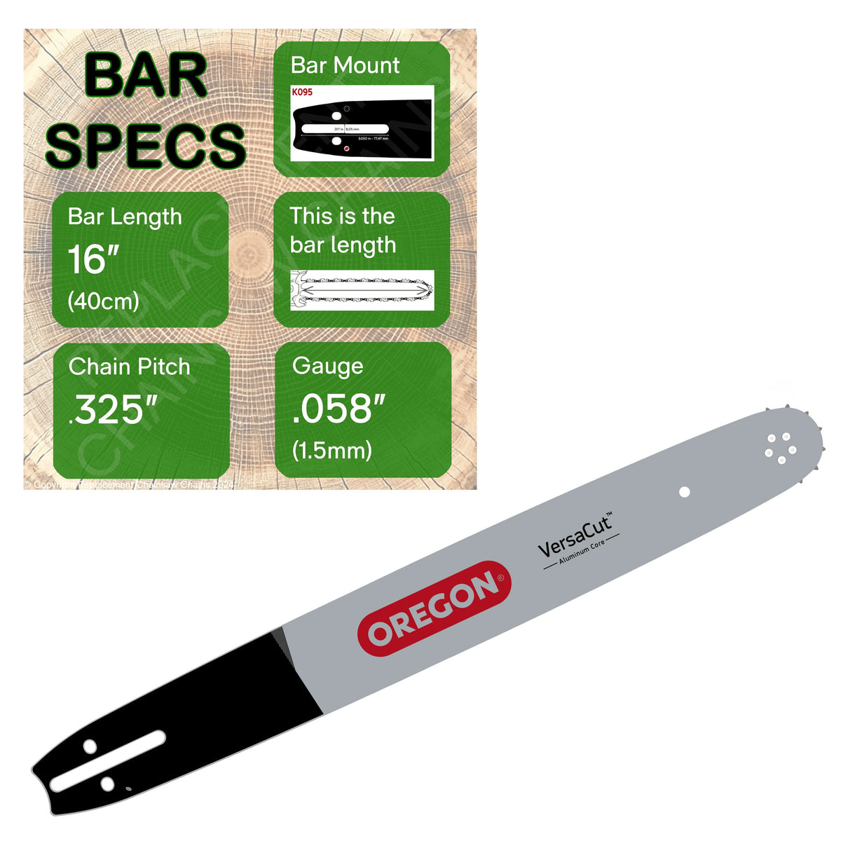 16" OREGON Guide Bar - 168VXLGK095
